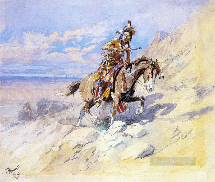 indien à cheval Charles Marion Russell Indiens d’Amérique Peintures à l'huile
